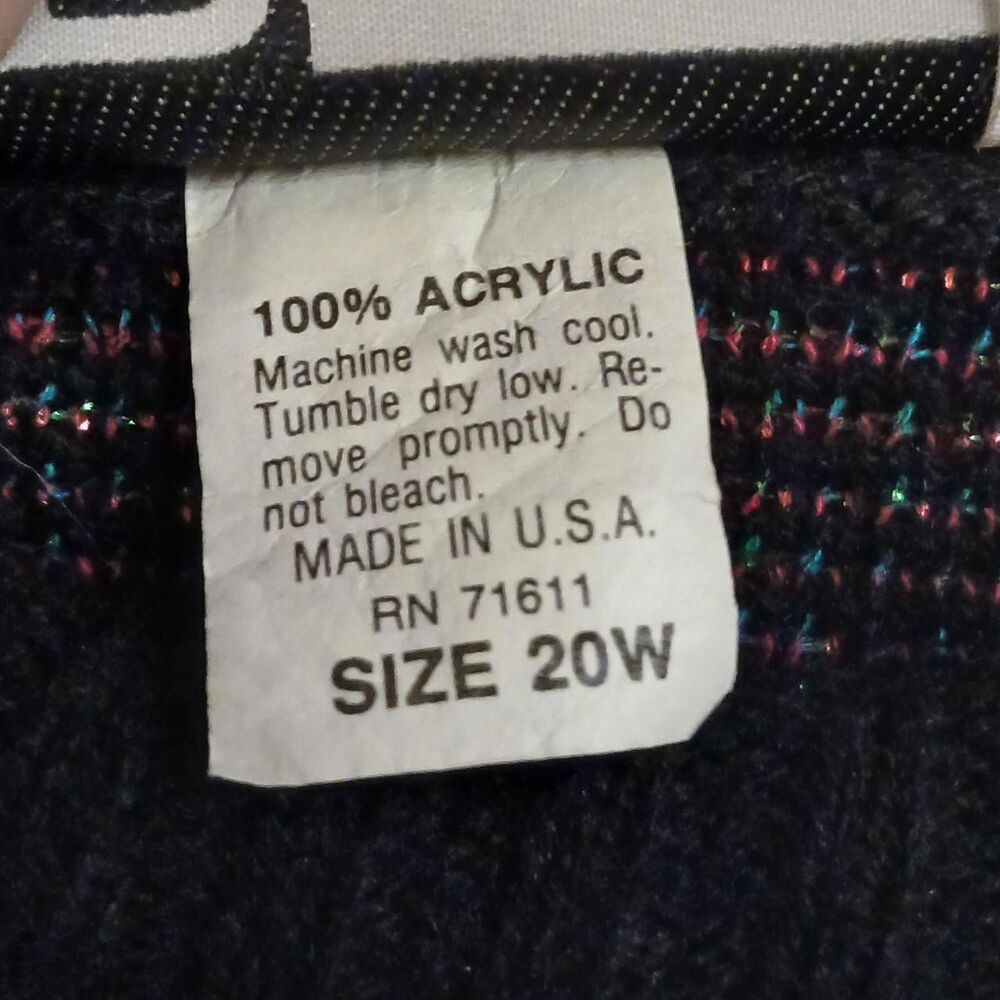 Vintage 80s black with pink purple & teal metallic firework print sweater 20w - Picture 5 of 5